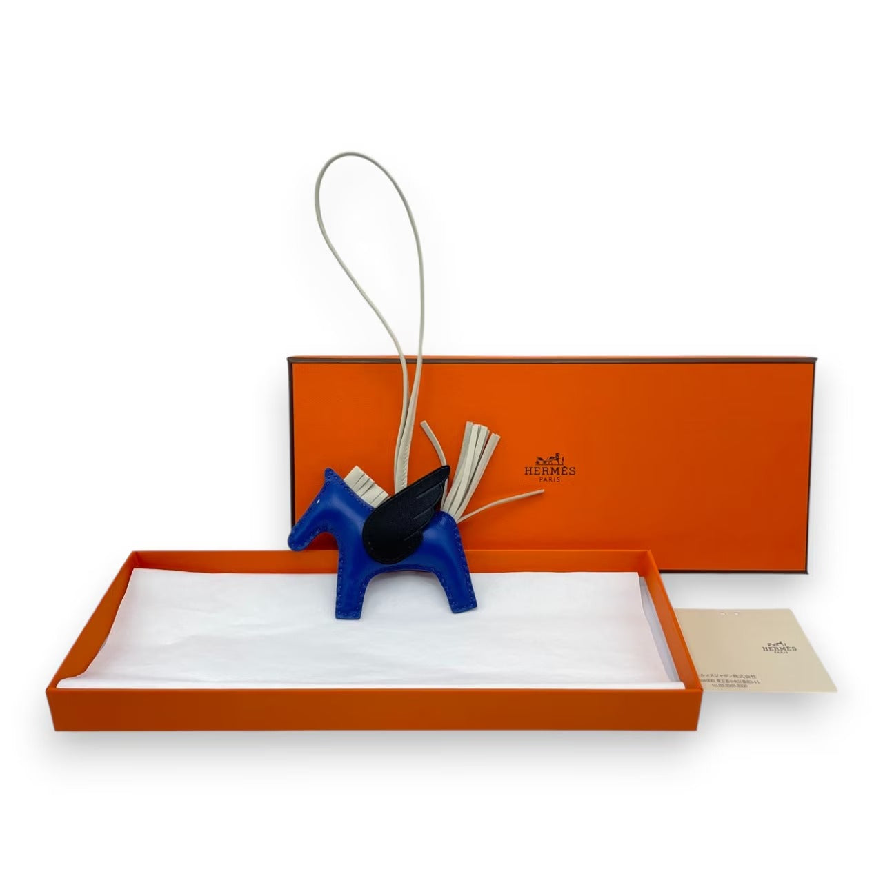 プレオウンドエルメス ペガサスチャーム PM ブルーフランス/クレ/ノワール U刻印