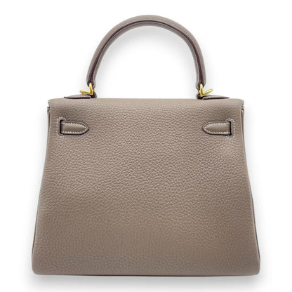 プレオウンドエルメス ケリー 25 エトゥープ トゴ マットゴールド金具 K刻印