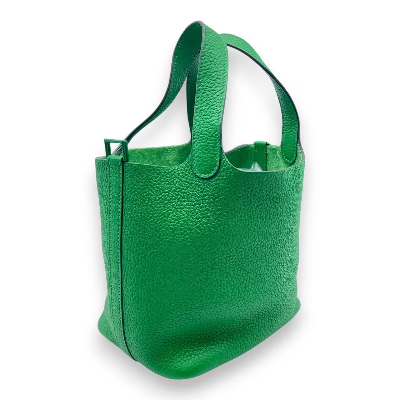 Pre-Owned Hermes Pico Tan Lock Monochrome So Green PM Bamboo Taurillon Clemence Gold Hardware Z engraved