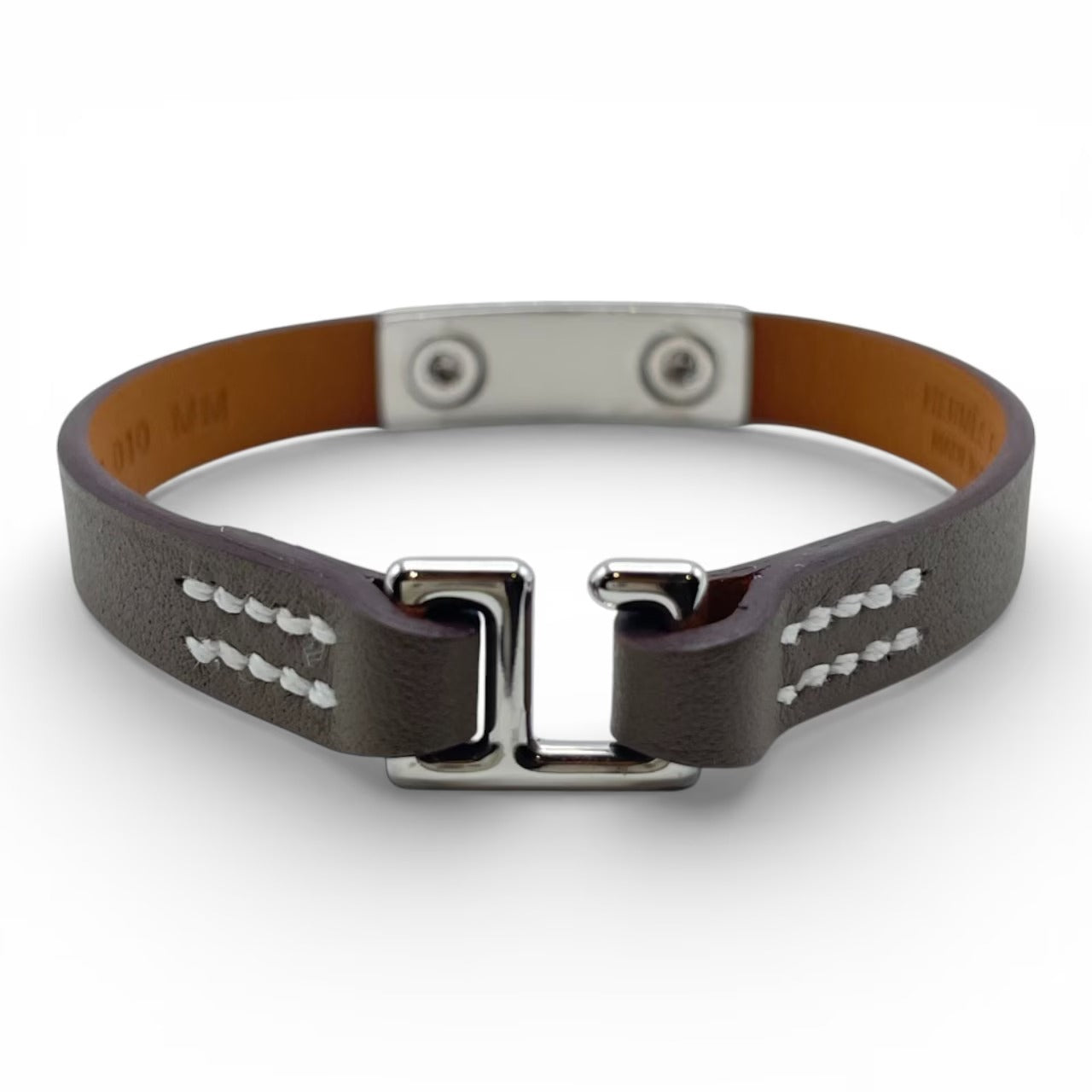 プレオウンドエルメス レザーブレスレット ミニ・リヴァル T3 ノワール スイフト シルバー金具 B刻印