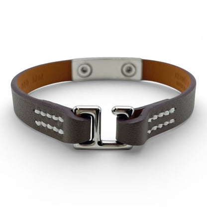 プレオウンドエルメス レザーブレスレット ミニ・リヴァル T3 ノワール スイフト シルバー金具 B刻印