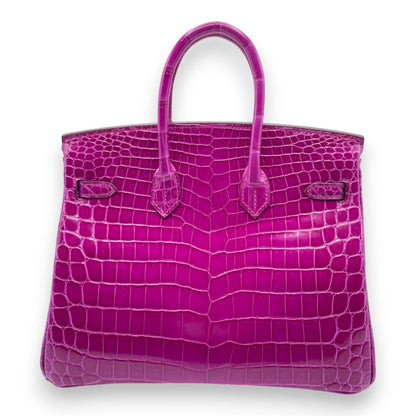 プレオウンドエルメス バーキン 25 ローズシェヘラザード クロコダイルニロティカス ゴールド金具 □P刻印