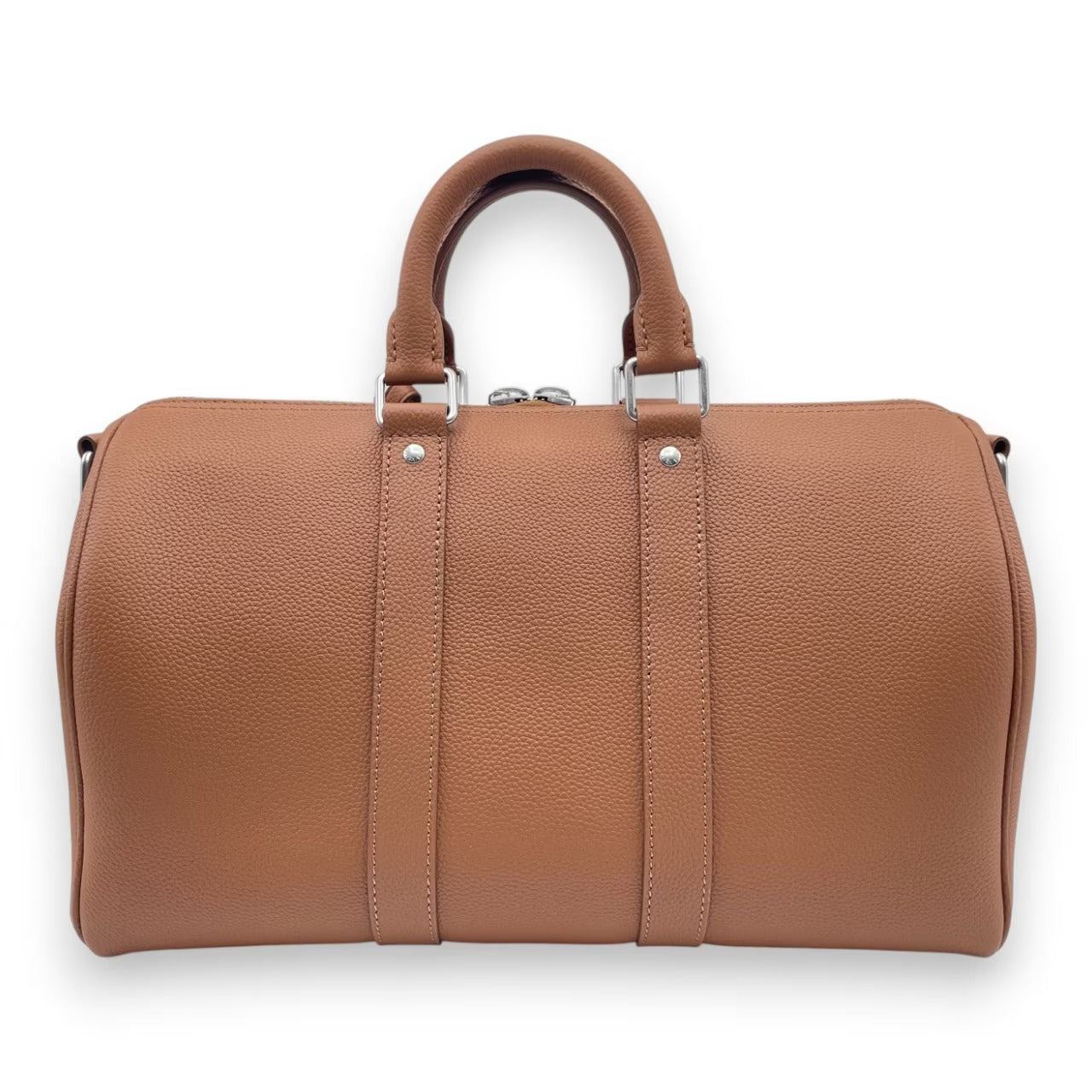 Pre-owned Louis Vuitton Keepall Bandouliere 35 Tan Waxy Calf Leather Silver Hardware