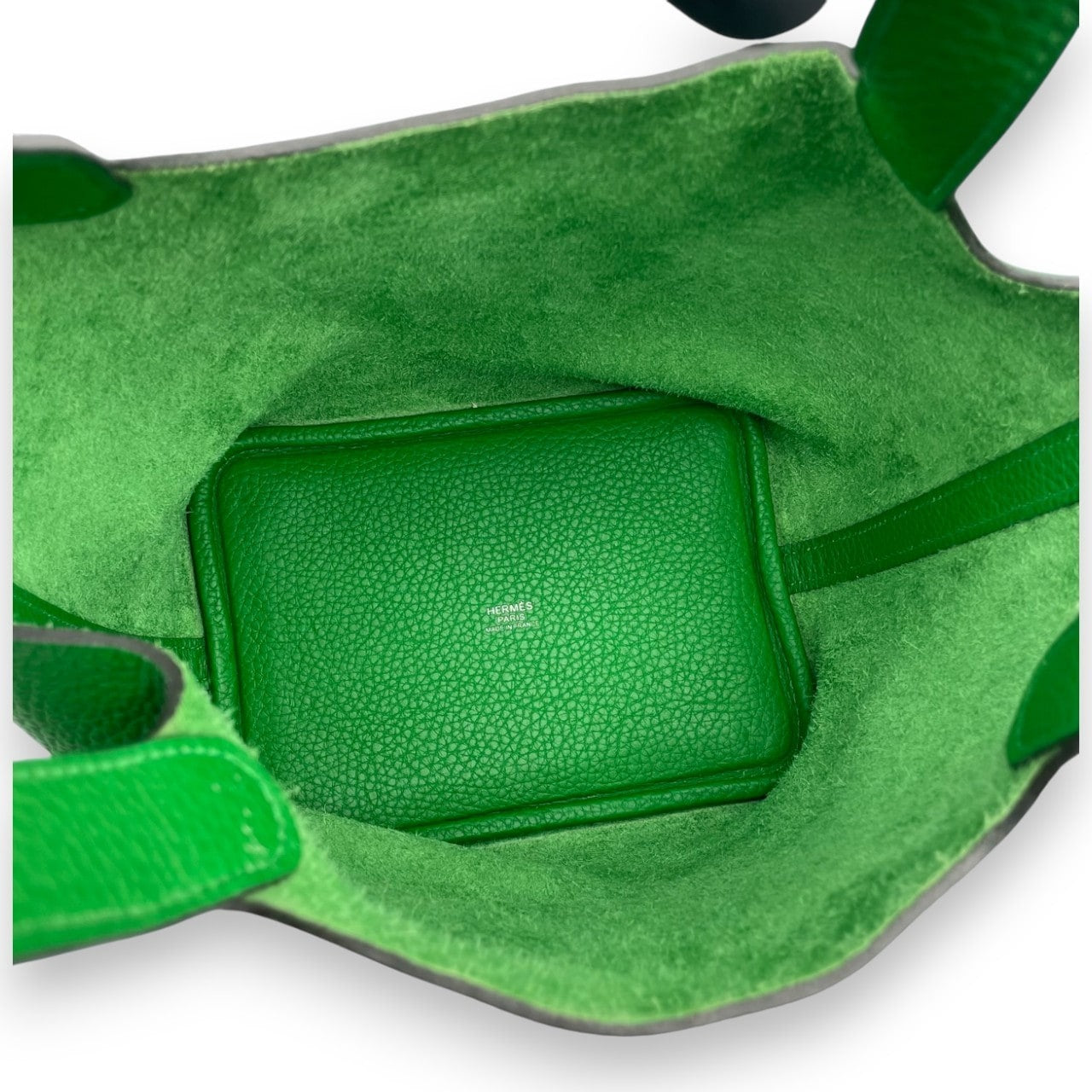 Pre-Owned Hermes Pico Tan Lock Monochrome So Green PM Bamboo Taurillon Clemence Gold Hardware Z engraved