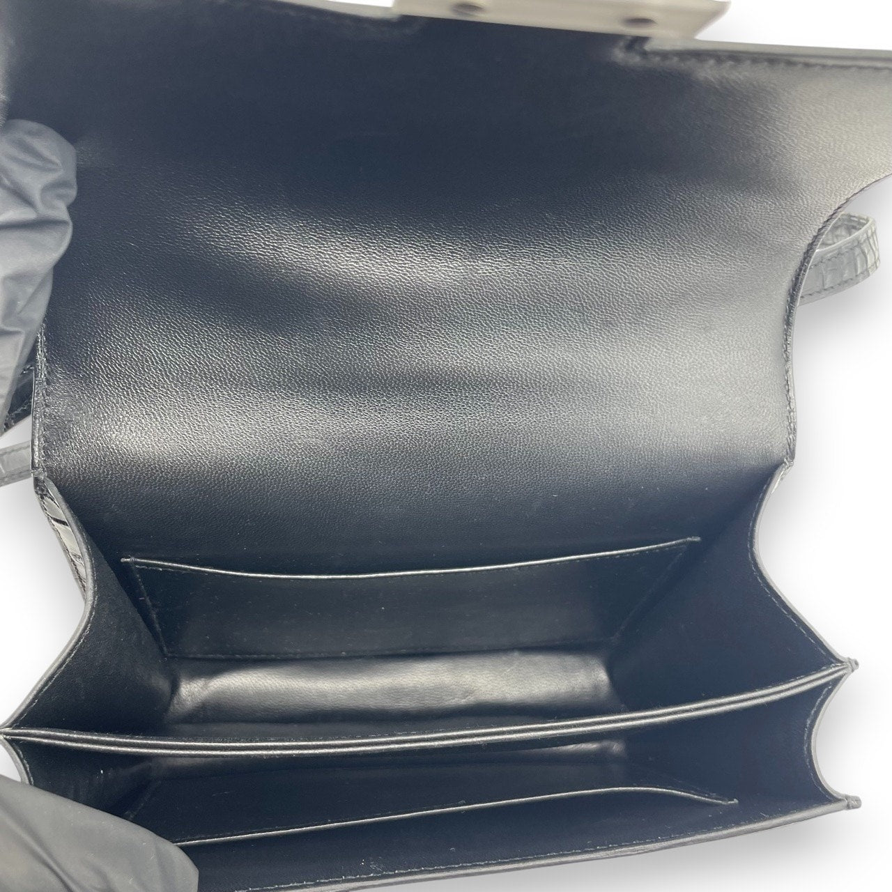 プレオウンドエルメス コンスタンスミニ 18 ノワール アリゲーターマット シルバー金具 Y刻印