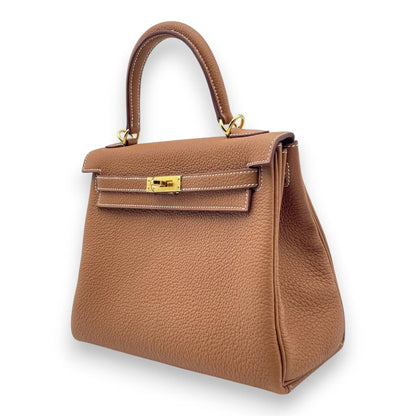 중고 헤르메스 켈리 25 골드 토고 골드 하드웨어 K 스탬프