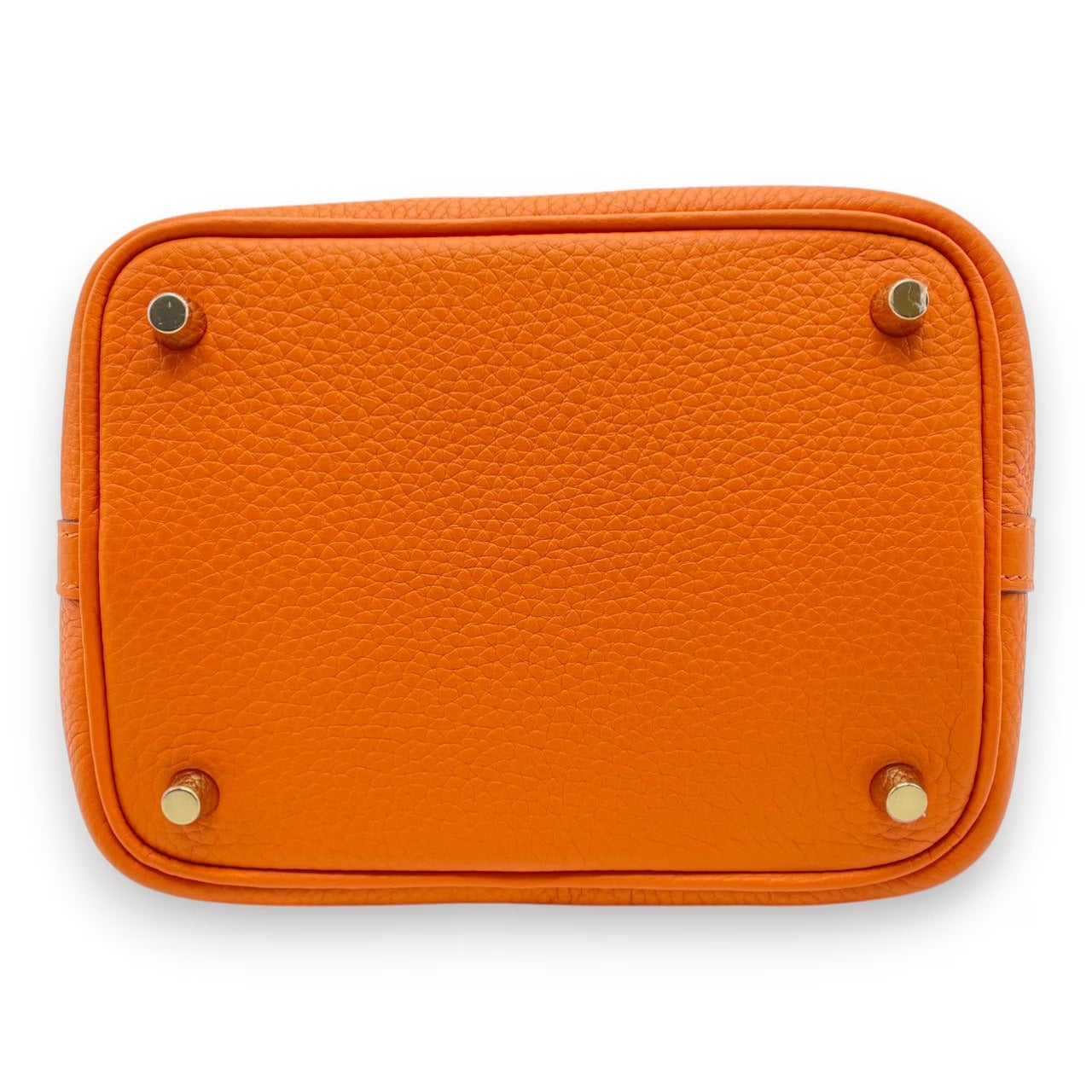 Pre-owned Hermes Picotan Lock PM Orange Taurillon Clemence Gold hardware K stamp