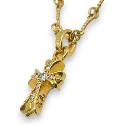 プレオウンドクロムハーツ CHクロスベビーファットチャーム+ツイストチェーン 22k/ダイヤモンド