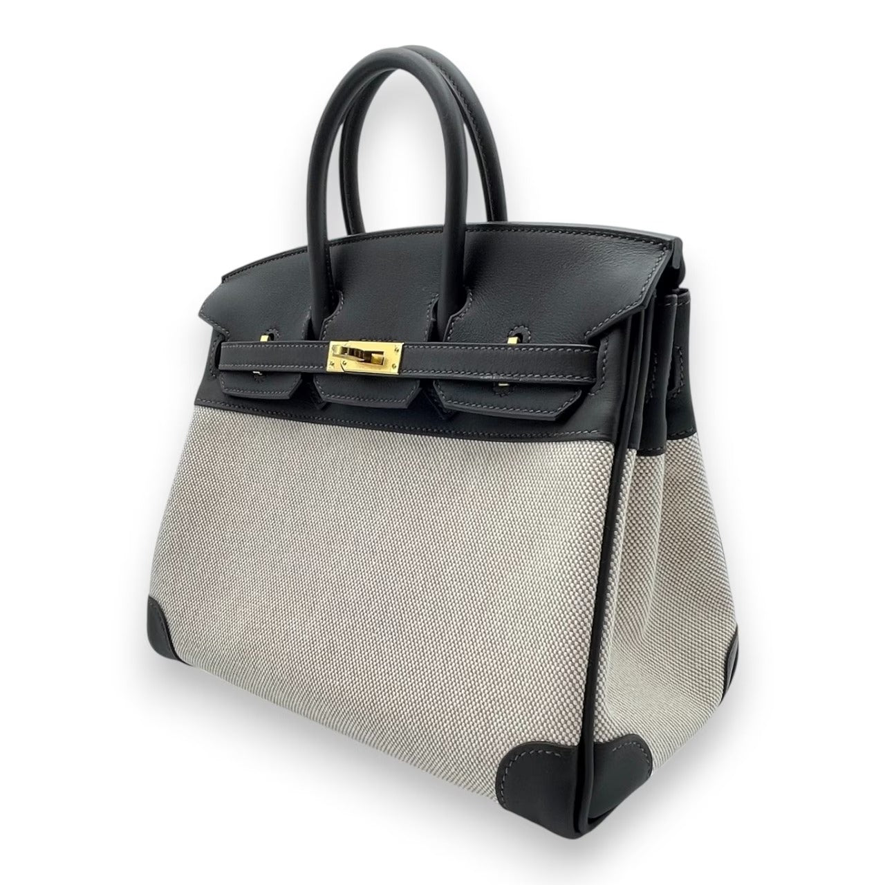 プレオウンドエルメス バーキン 25 べブラン/エクリュ スイフト/トワルアッシュ ゴールド金具 K刻印