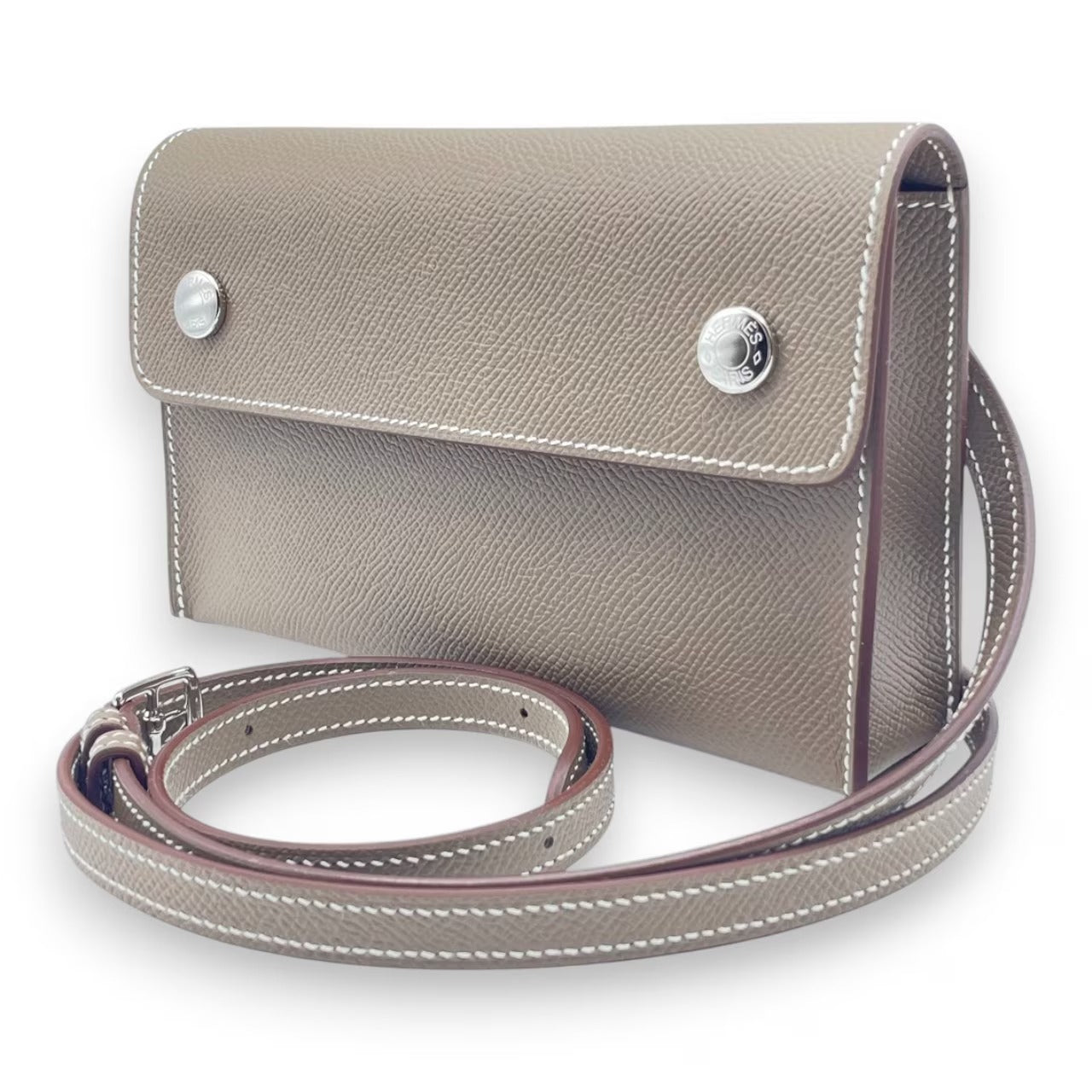 Pre-owned Hermes Nap to Go 18 Etoup Epson Silver hardware K stamp