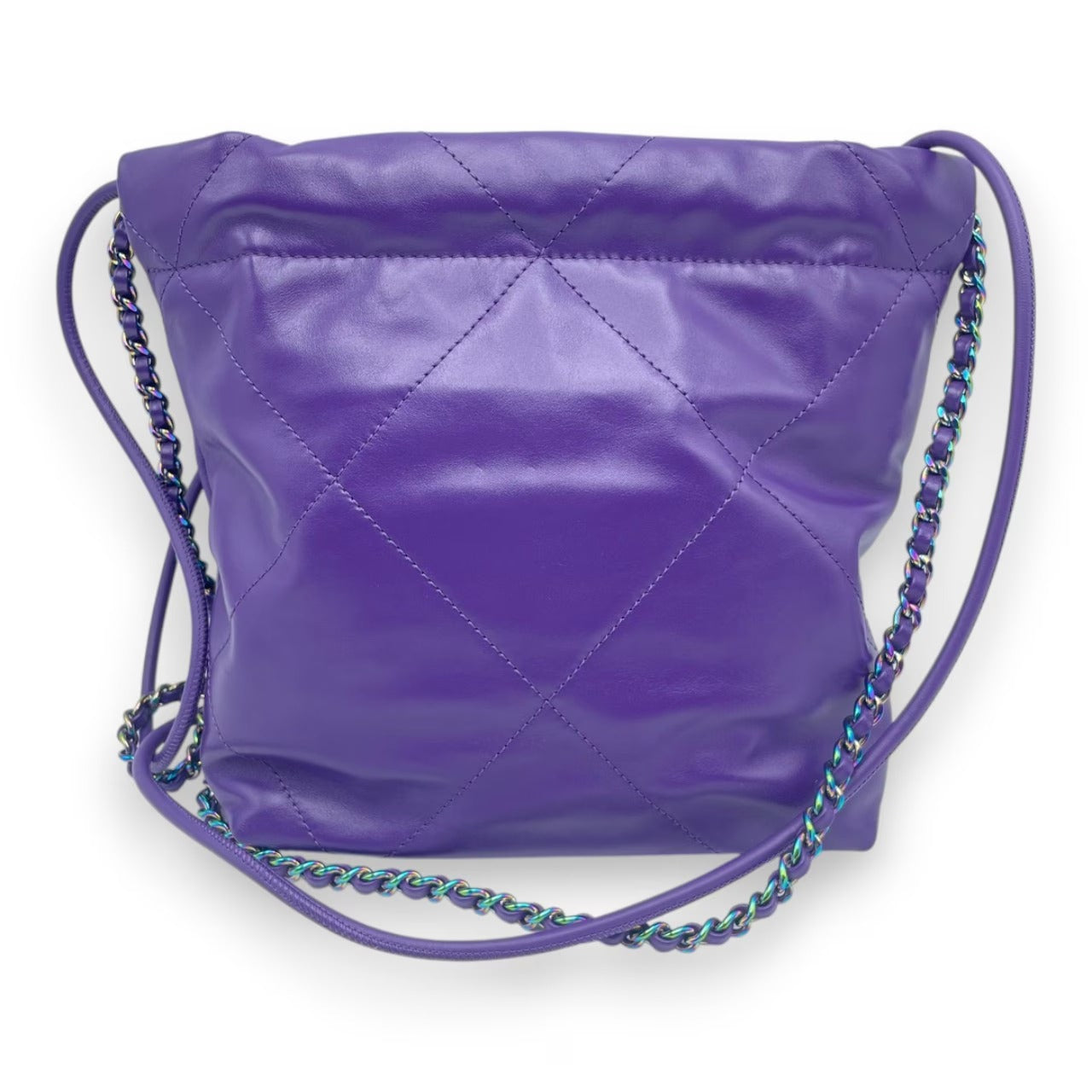 香奈儿CHANEL22迷你手袋紫色闪亮小牛皮彩虹五金配件