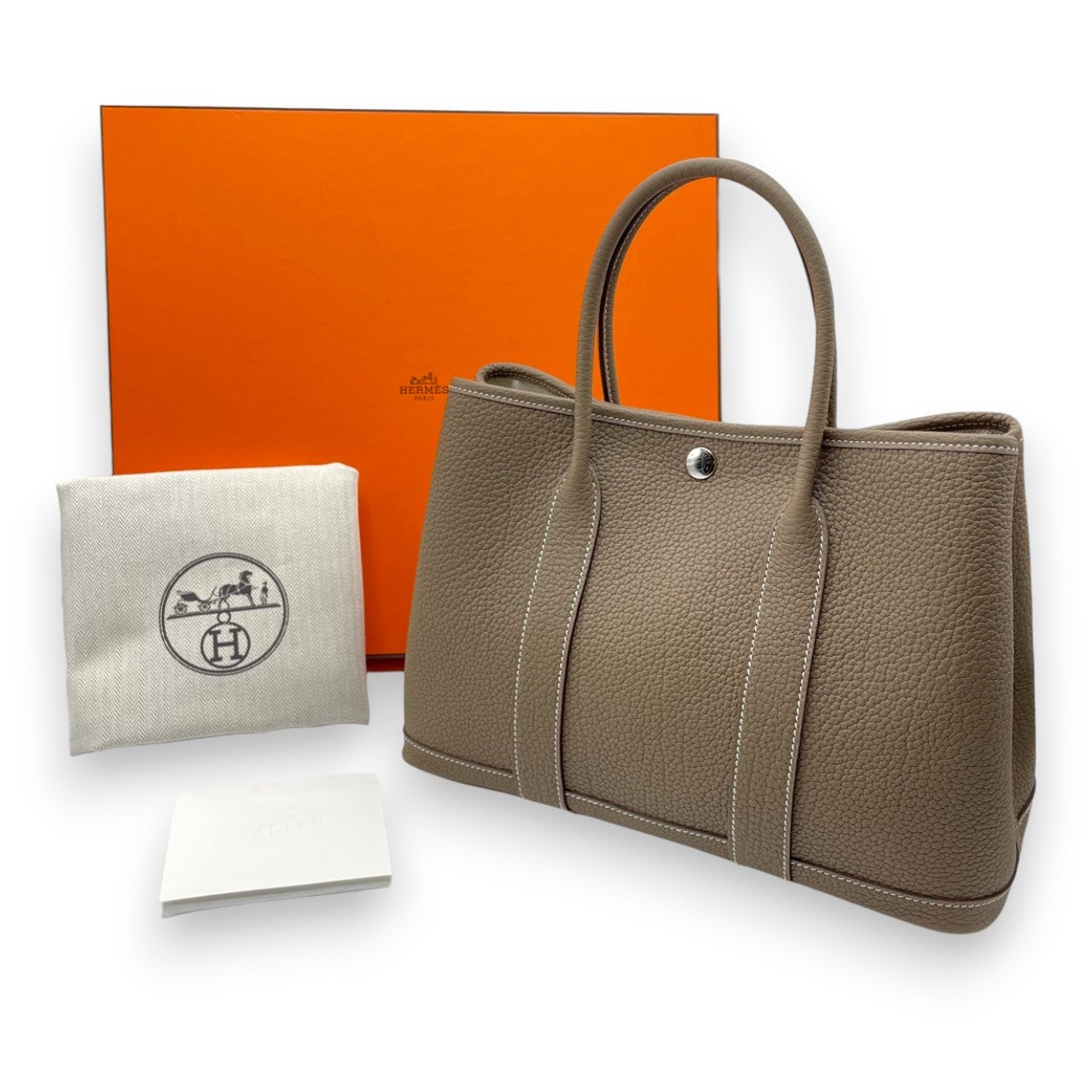 プレオウンドエルメス ガーデンパーティ TPM エトゥープ ネゴンダ シルバー金具 K刻印