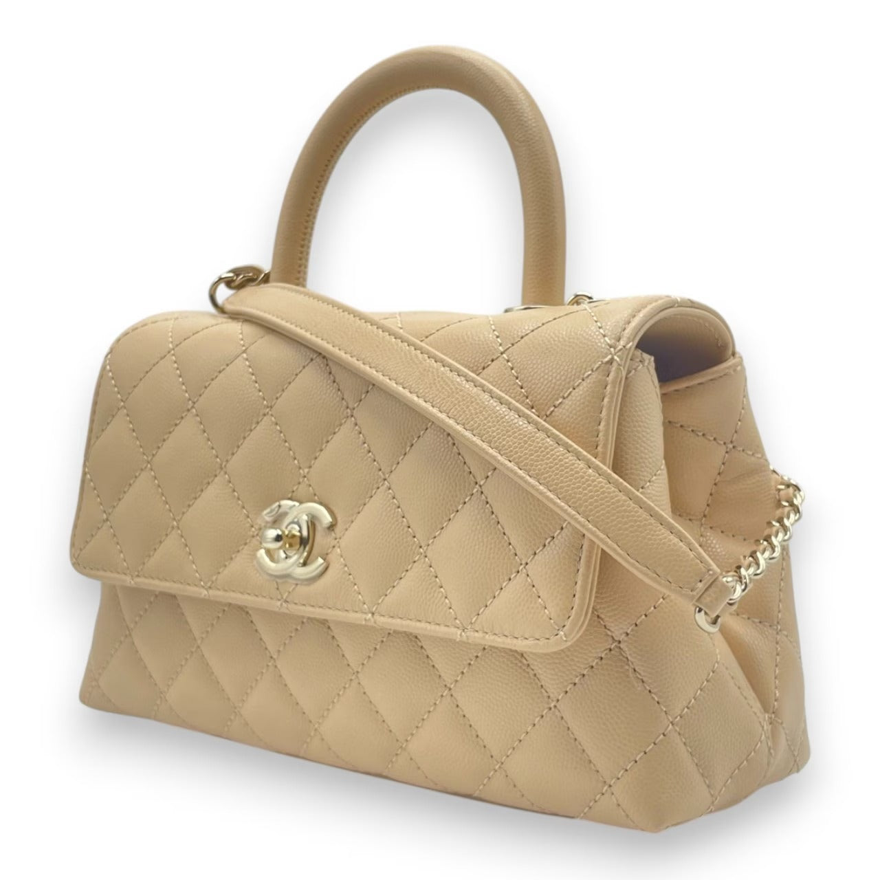 香奈儿可可手柄W24米色鱼子酱黄金配件