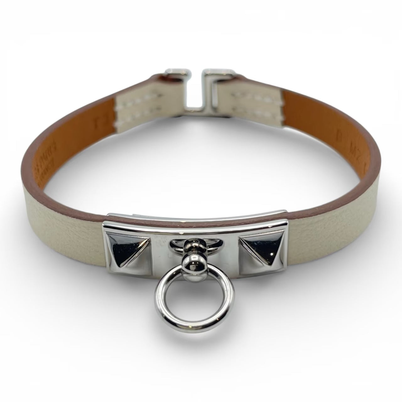 プレオウンドエルメス レザーブレスレット ミニ・リヴァル T3 クレ スイフト シルバー金具 B刻印