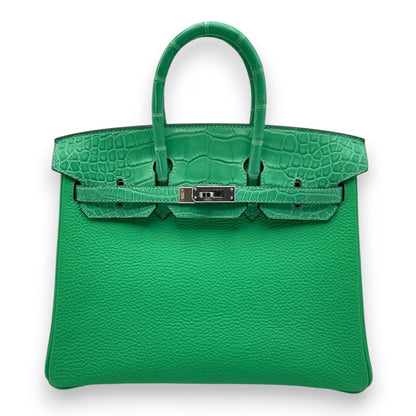 プレオウンドエルメス バーキン タッチ 25 ヴェールコミック トゴ/アリゲーターマット シルバー金具 W刻印