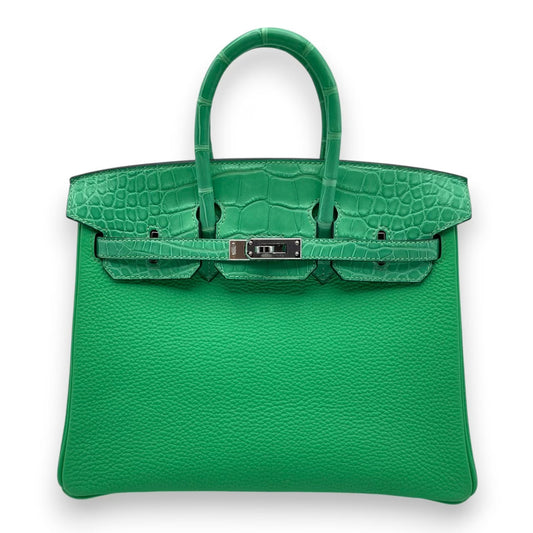 プレオウンドエルメス バーキン タッチ 25 ヴェールコミック トゴ/アリゲーターマット シルバー金具 W刻印