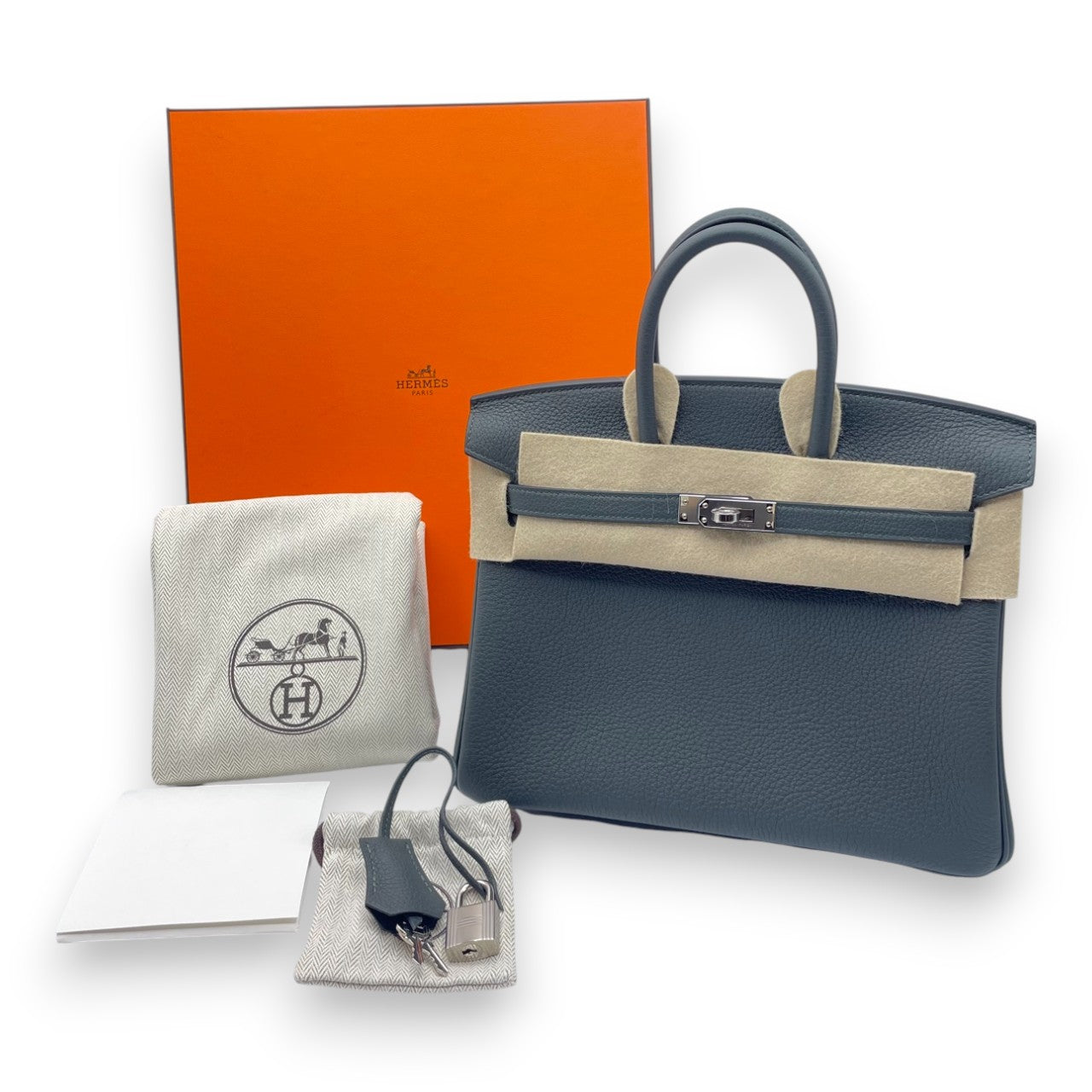 プレオウンドエルメス バーキン 25 ヴェールマングローブ トゴ シルバー金具 W刻印