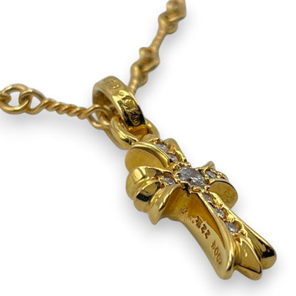 プレオウンドクロムハーツ CHクロスベビーファットチャーム+ツイストチェーン 22k/ダイヤモンド