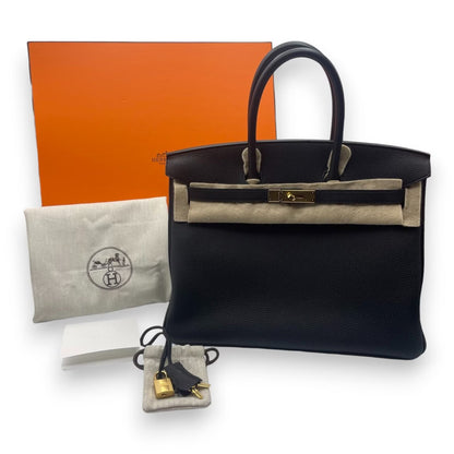 プレオウンドエルメス バーキン 35 ノワール トゴ ゴールド金具 B刻印