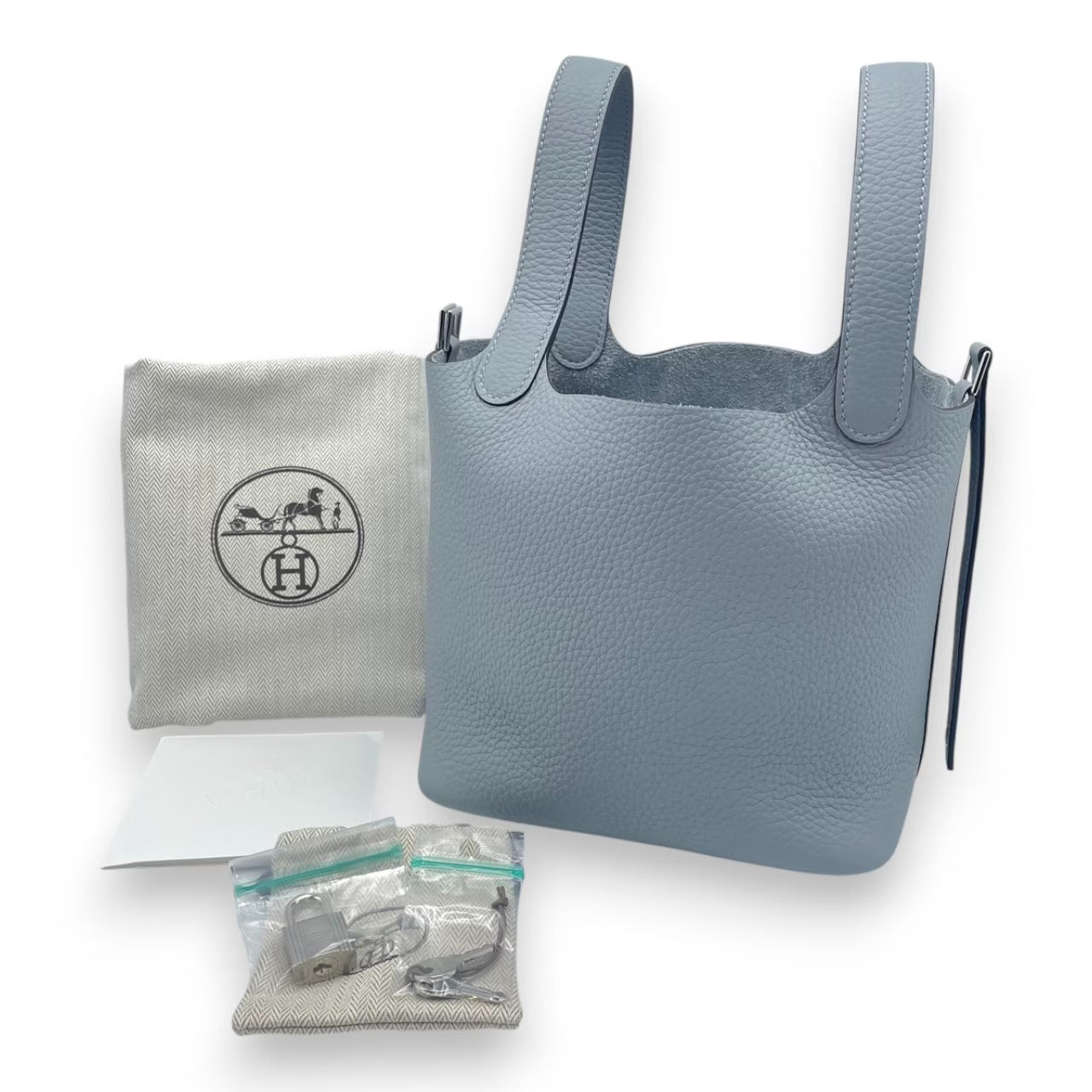 Pre-owned Hermes Picotin Lock PM Gripantin Taurillon Clemence Silver hardware K stamp