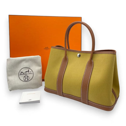 プレオウンドエルメス ガーデンパーティ TPM ジンジャー/ゴールド トワルミリタリー/ネゴンダ シルバー金具 B刻印