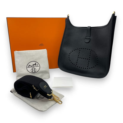 プレオウンドエルメス エヴリン PM ノワール トリヨンクレマンス ゴールド金具 K刻印