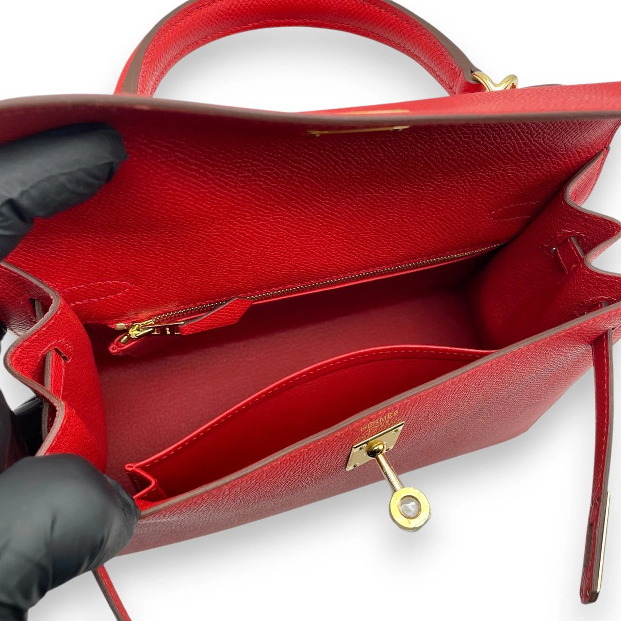 プレオウンドエルメス ケリー 25 ルージュラデュー エプソン ゴールド金具 K刻印