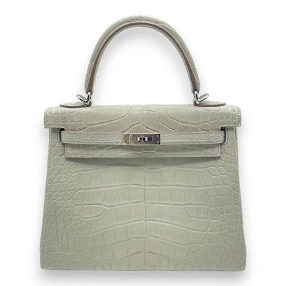 プレオウンドエルメス ケリー 25 べトン アリゲーターマット シルバー金具 B刻印
