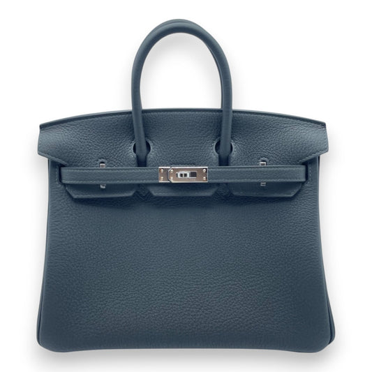 プレオウンドエルメス バーキン 25 ヴェールマングローブ トゴ シルバー金具 W刻印