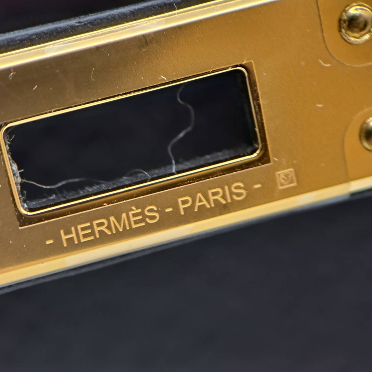 Pre-Owned Hermes Kelly 25 Black Togo Gold Hardware U Engraved