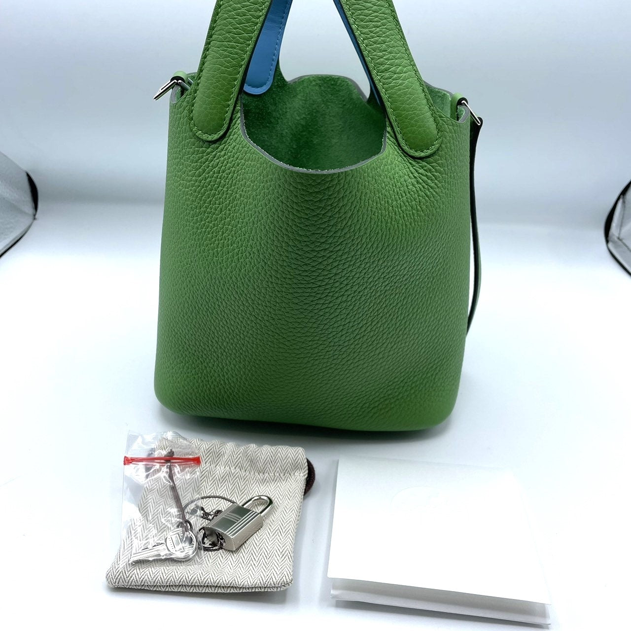 Pre-Owned Hermes Picotin Lock PM Torillon Clemence Veryucca x Celeste Silver Fittings W Engraved