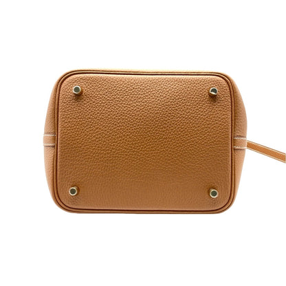 Pre-Owned Hermes Picotin Lock MM Gold Torillon Clemence Gold Hardware U Engraved