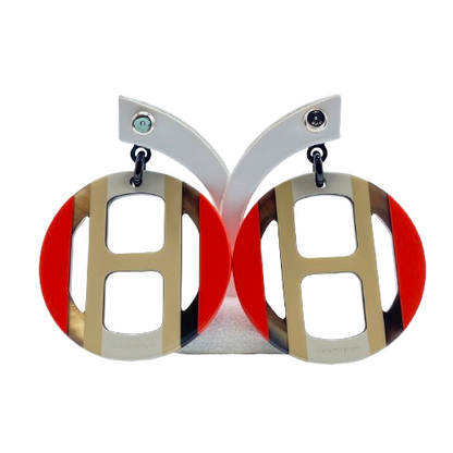愛馬仕（Hermes）H-Equip耳環Buffalo Horn漆
