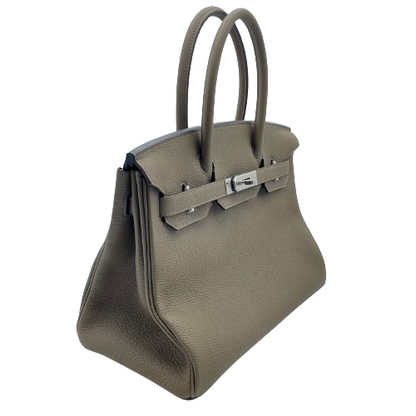 Pre-Owned Hermes Birkin 30 Tundra Togo Silver Metal Fittings B Engraved