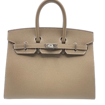 Hermes Birkin 25 Etoupe Serie vau Epson Silver Fittings u Engraved