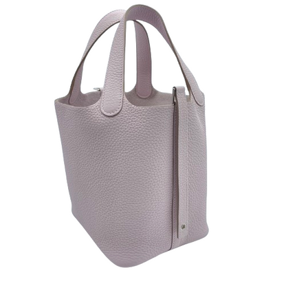 Hermes Picotin Lock PM Mauve 창백한 Torillon Clemence Silver Fittings w 새겨 져