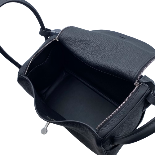 [Cash Price] Hermes Lindy 26 Noir Torillon Clemence Silver Fittings B Engraved