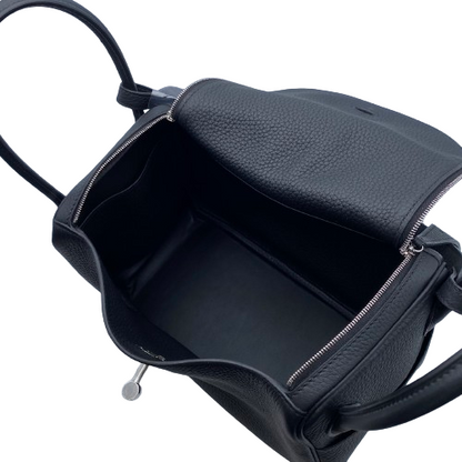 [Cash Price] Hermes Lindy 26 Noir Torillon Clemence Silver Fittings B Engraved