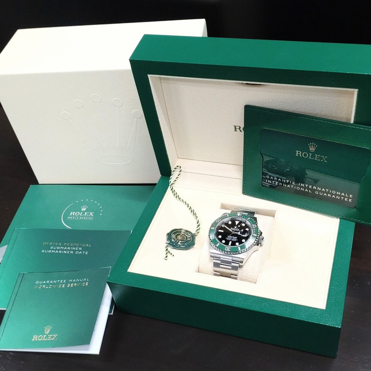 Pre-Owned Rolex Submariner Date 126610LV Oyster Bracelet Black Green