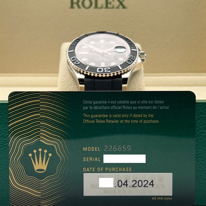 Pre-Owned Rolex Yachtmaster 226659 Black Rubber Belt Black White Gold 42mm