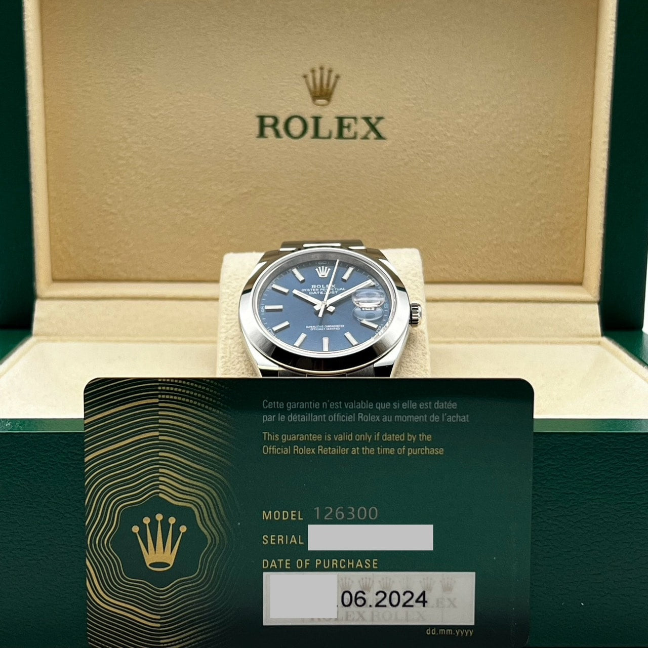 プレオウンド ロレックス デイトジャスト41 126300 オイスターブレスレット ブルー 41mm
