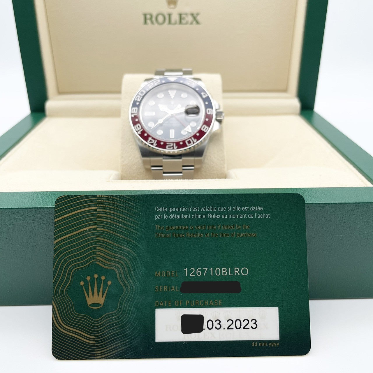 롤렉스 GMT 마스터 II 126710Blro 굴 팔찌 검은 40mm