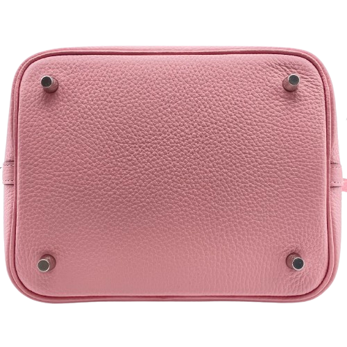 [現金特價]愛馬仕皮皮蛋白鎖MM玫瑰Sakura Torillon Clemence Silver Fittings B刻
