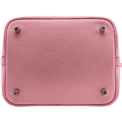 [現金特價]愛馬仕皮皮蛋白鎖MM玫瑰Sakura Torillon Clemence Silver Fittings B刻