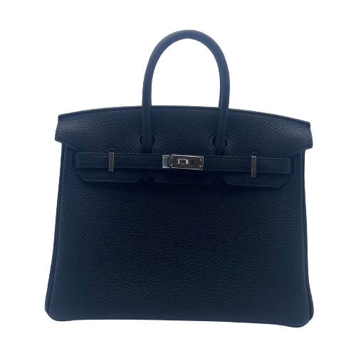 Hermes Birkin 25 Noir Togo Silver Metal Fittings w 새로워