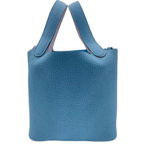 [Cash Special Price] Hermes Picotin Rock PM New Blue Gene/Mauve Pale Torillon Clemence Silver Fittings W Engraved