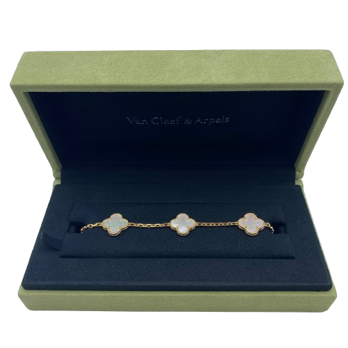Pre-Owned Van Cleef & Arpels Vintage Alhambra Bracelet VCARA41800 Mother of Pearl Yellow Gold