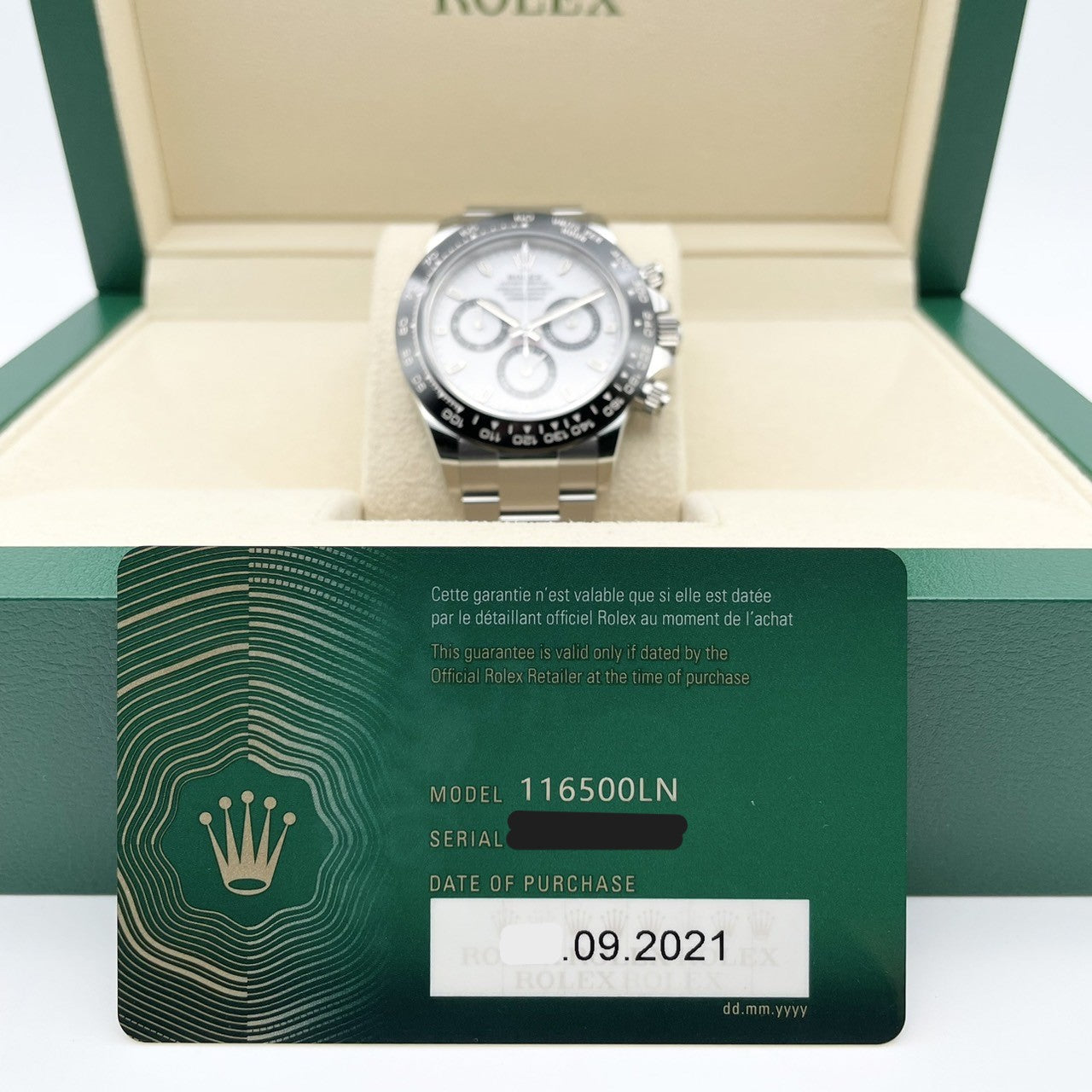 사전 소유 롤렉스 데이토나 116500LN 흰색 굴 팔찌 40mm