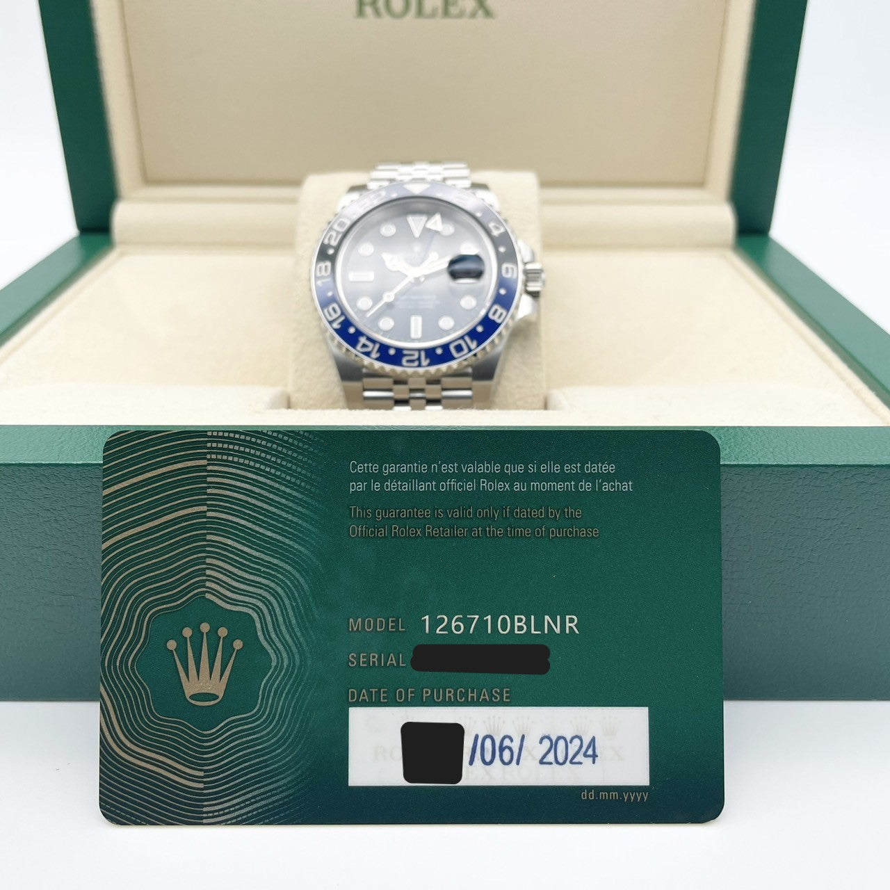 롤렉스 GMT 마스터 II 126710BLNR Jubilee 팔찌 검은 배트맨 40mm