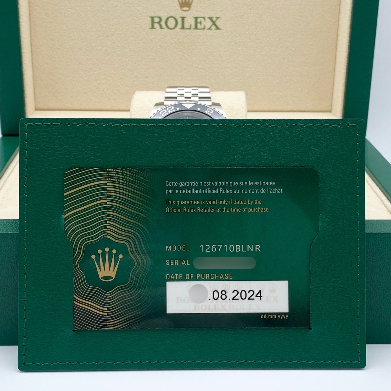 Pre-Owned Rolex GMT Master II 126710BLNR Jubilee Bracelet Black Batman 40mm